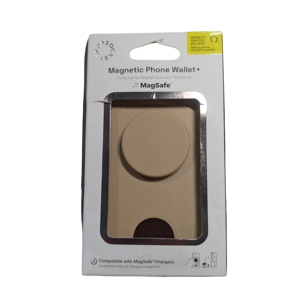 34-O PopSockets Magnetic MagSafe PopWallet+ Phone Wallet/Grip - Tan